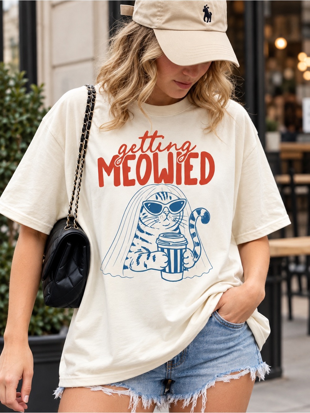 'Getting Meowied' Shirt Cat Bride Veil Bachelorette Graphic Tee Gildan